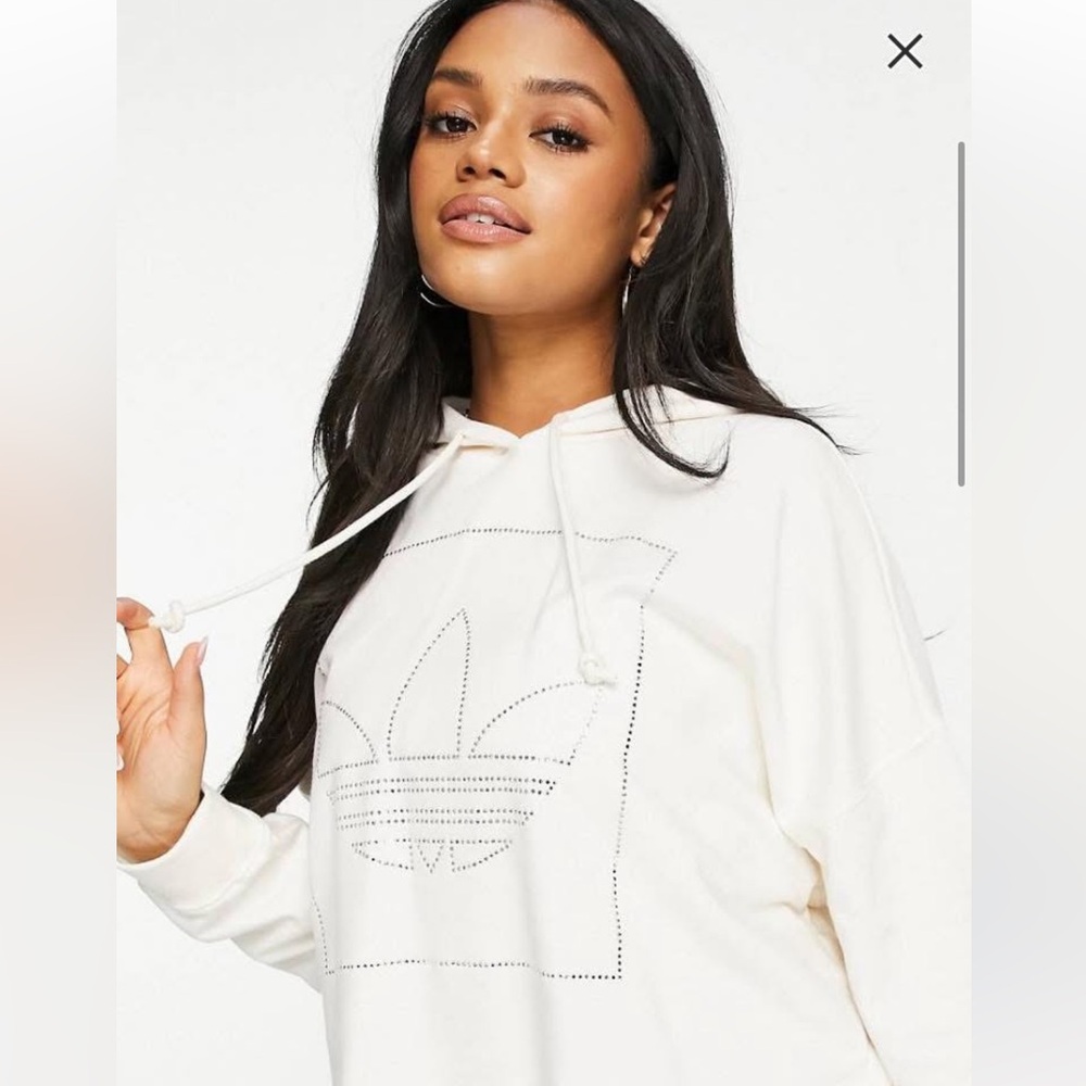 Adidas Cream Oversized Hoodie Sweatshirt